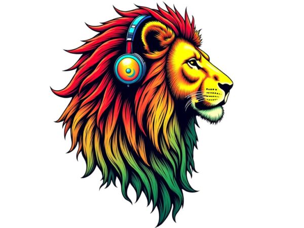 Trendy retro lion graphics t-shirt design jpeg & png designs – download instantly