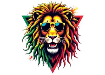 Colourful Vintage Punk Lion t-shirt design download instantly Retro Vintage T-shirt