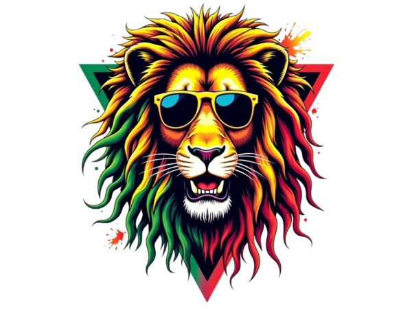 Colourful vintage punk lion t-shirt design download instantly retro vintage t-shirt