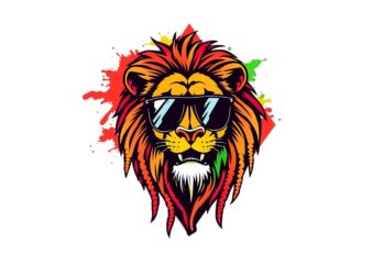 Colourful Vintage Punk Lion t-shirt design download instantly Retro Vintage T-shirt