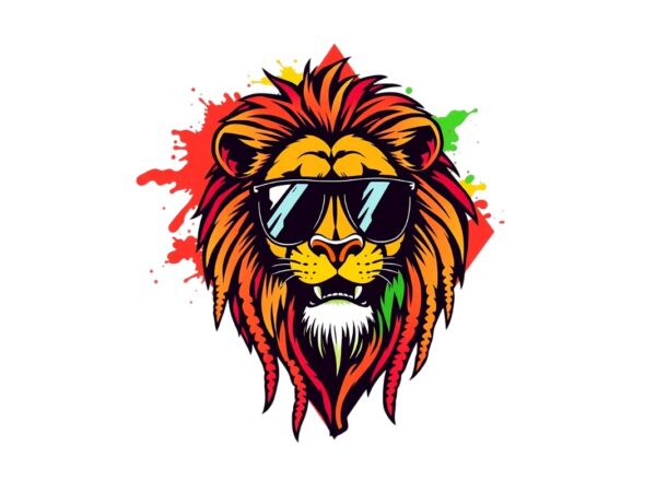 Colourful vintage punk lion t-shirt design download instantly retro vintage t-shirt