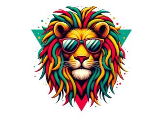 Colourful Vintage Lion Punk t-shirt design download instantly