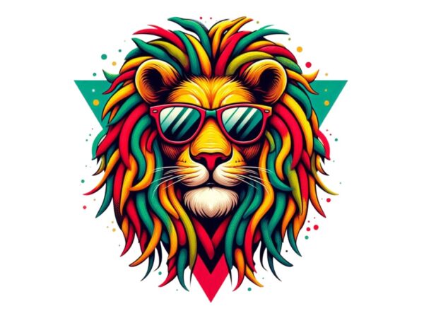 Colourful vintage lion punk t-shirt design download instantly