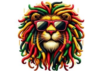 Colourful Vintage Lion Punk t-shirt design download instantly