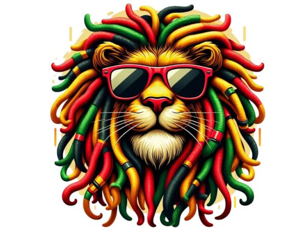 Colourful vintage lion punk t-shirt design download instantly