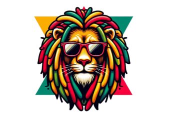 Colourful vintage lion punk t-shirt design download instantly