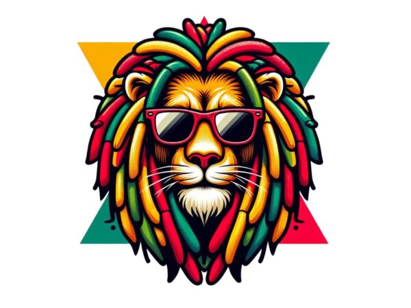 Colourful vintage lion punk t-shirt design download instantly