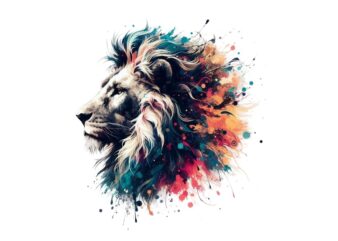 Colourful vintage lion punk t-shirt design download instantly