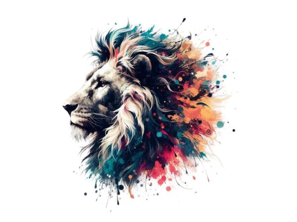 Colourful vintage lion punk t-shirt design download instantly