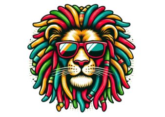 Watercolour Lion Retro Illustration T-shirt design