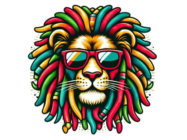 Watercolour lion retro illustration t-shirt design