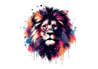 Colourful Vintage Lion Punk t-shirt design download instantly Retro Vintage T-shirt