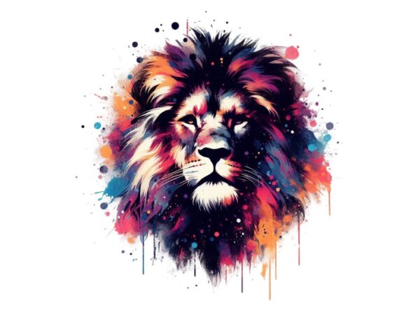 Colourful vintage lion punk t-shirt design download instantly retro vintage t-shirt