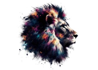 Watercolour Lion Retro Illustration T-shirt design – download instantly Retro Vintage T-shirt