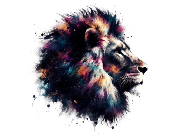 Watercolour lion retro illustration t-shirt design – download instantly retro vintage t-shirt