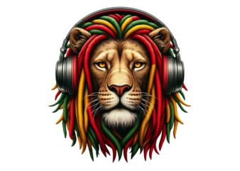 Colourful vintage lion punk t-shirt design download instantly