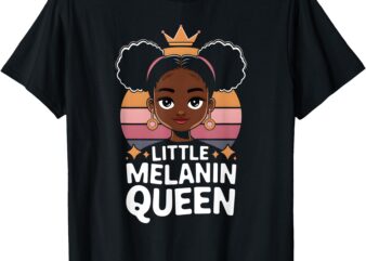 Little Melanin Queen African Girl Black History Month T-Shirt