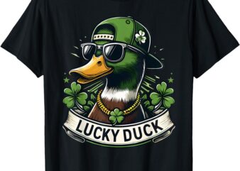 Lucky Duck St Patricks Day Mallard Duck Hunter Boys Kids Men T-Shirt