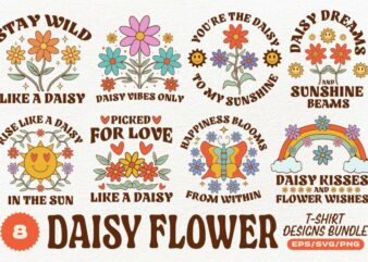 DAISY FLOWER T-SHIRT DESIGNS BUNDLE