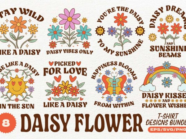 Daisy flower t-shirt designs bundle