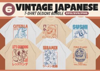 VINTAGE JAPANESE T-SHIRT DESIGNS BUNDLE 2