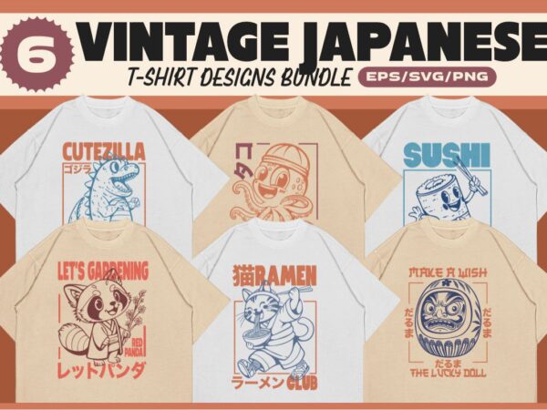 Vintage japanese t-shirt designs bundle 2