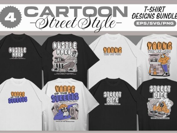 Cartoon street style t-shirt designs bundle