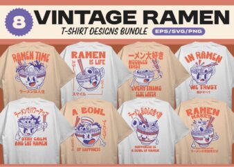 VINTAGE RAMEN T-SHIRT DESIGNS BUNDLE