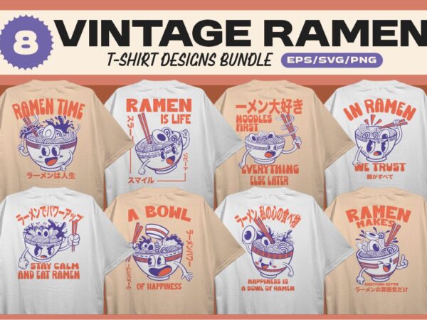 Vintage ramen t-shirt designs bundle