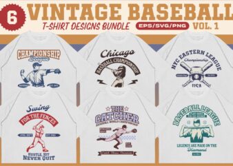 VINTAGE BASEBALL T-SHIRT DESIGNS BUNDLE VOL. 1