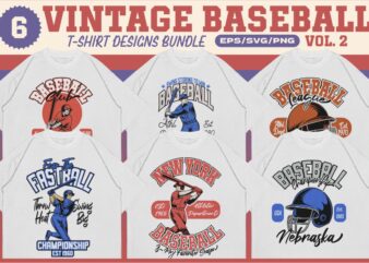 VINTAGE BASEBALL T-SHIRT DESIGNS BUNDLE VOL. 2