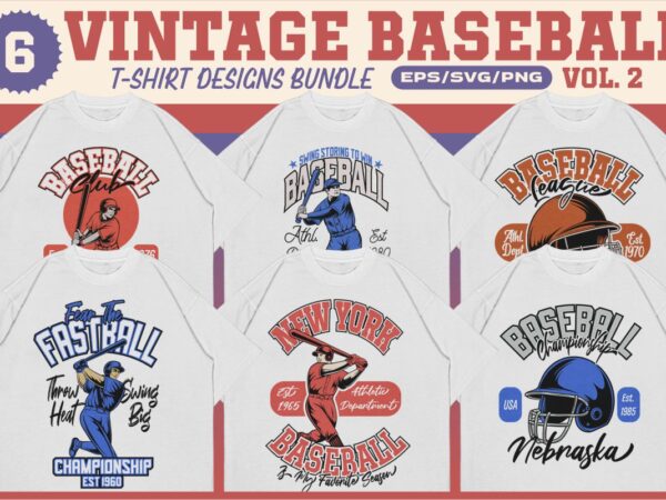 Vintage baseball t-shirt designs bundle vol. 2