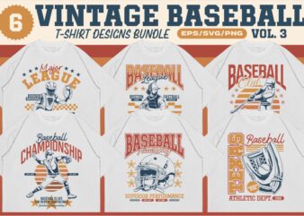 VINTAGE BASEBALL T-SHIRT DESIGNS BUNDLE VOL. 3