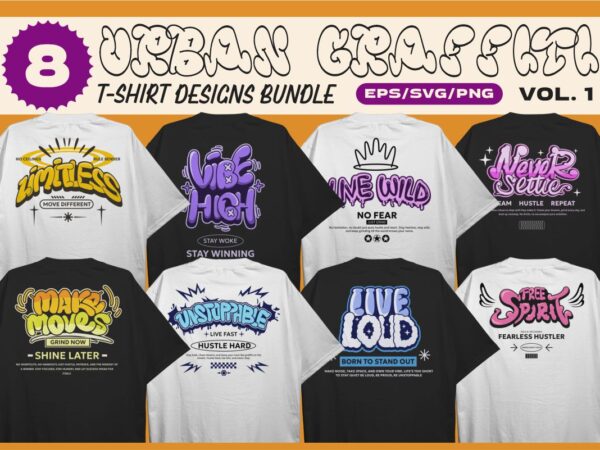 Urban bubble graffiti t-shirt designs bundle vol. 1