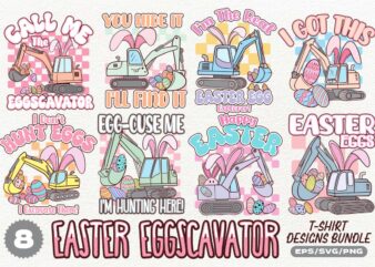 Easter eggscavator t-shirt designs bundle