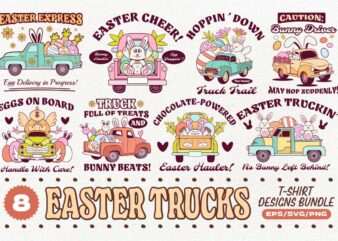 Easter trucks t-shirt designs bundle