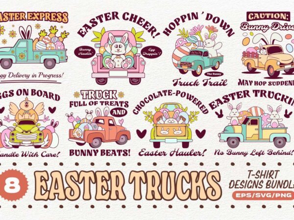 Easter trucks t-shirt designs bundle