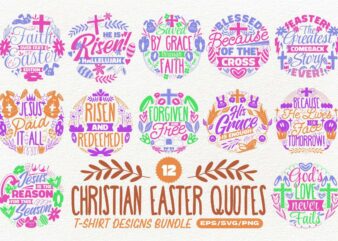 Christian easter quotes t-shirt designs bundle