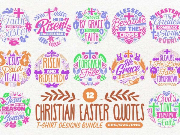 Christian easter quotes t-shirt designs bundle