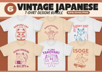 VINTAGE JAPANESE T-SHIRT DESIGNS BUNDLE 1