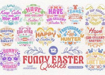 Funny easter quotes t-shirt designs bundle