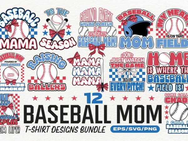 Baseball mom t-shirt designs bundle