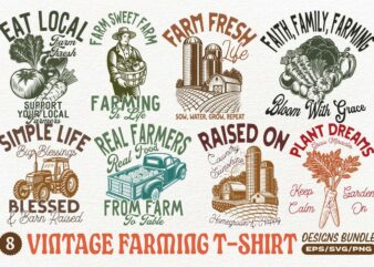 VINTAGE FARMING T-SHIRT DESIGNS BUNDLE