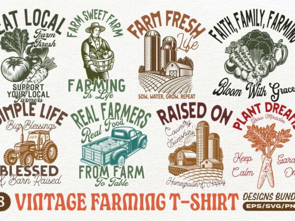 Vintage farming t-shirt designs bundle