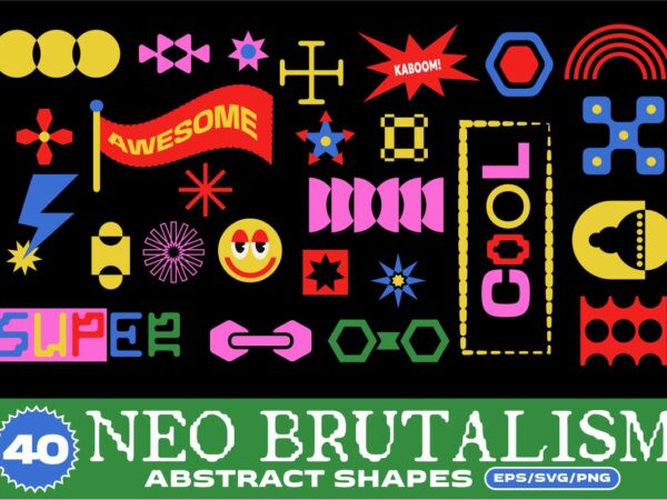 Neo brutalism abstract shapes T shirt vector artwork