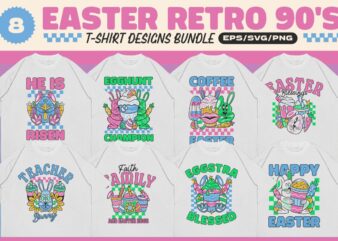 Easter Retro 90’s T-shirt Designs Bundle