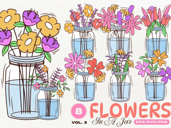 Spring flowers in a jar bundle vol. 3 t shirt template vector