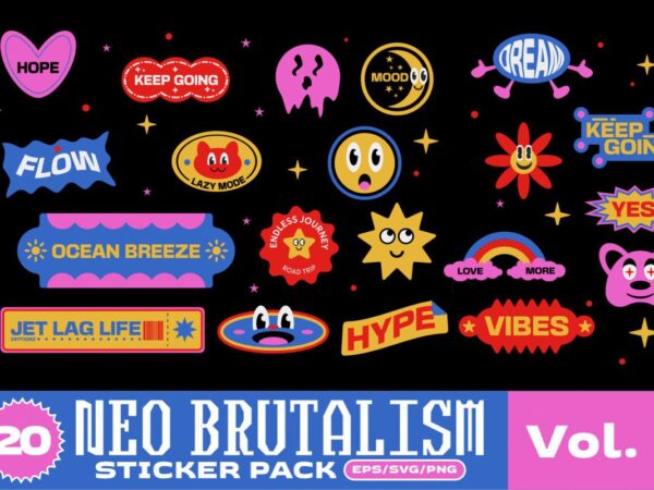 Neo brutalism sticker pack vol. 1 T shirt vector artwork