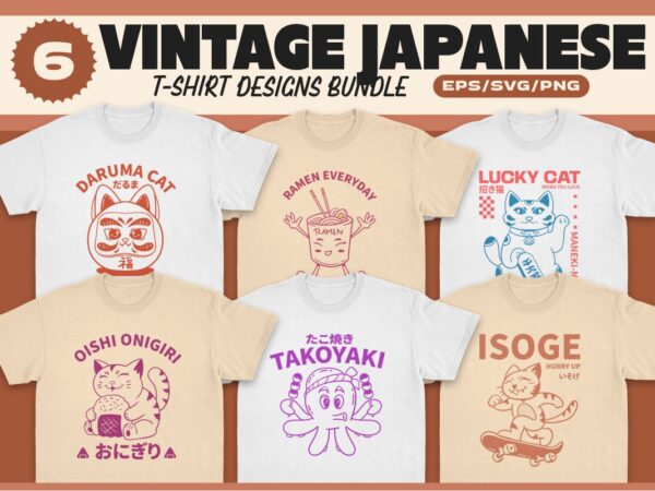 Vintage japanese t-shirt designs bundle 1