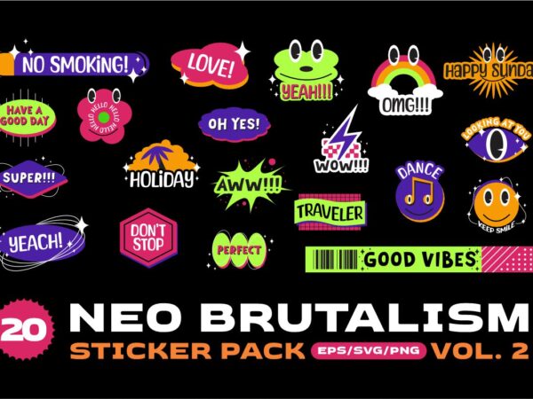 Neo brutalism sticker pack vol. 2 T shirt vector artwork